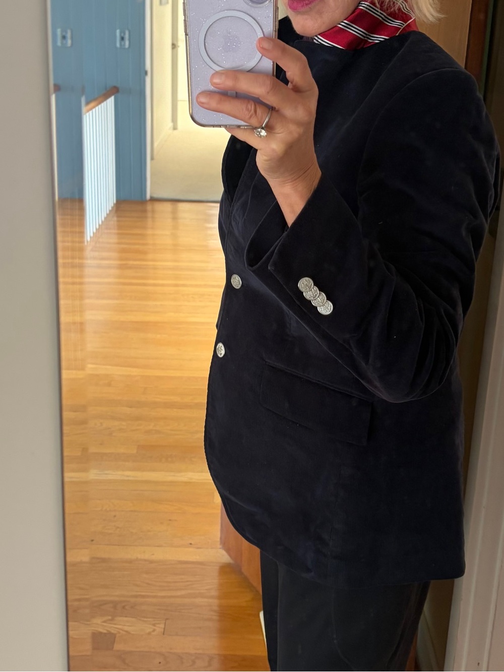 Women’s Navy Corduroy Blazer Silver Button Detail - Picture 7 of 12
